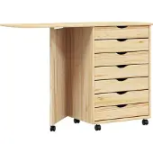 Syfax Gabinete Rodante con Escritorio MOSS Barniz transparente