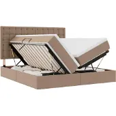 Syfax Cama con almacenamiento y LED Capuchino 180 x 200 cm