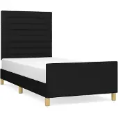 Syfax Estructura de cama sin colchón tela negro 90x200 cm