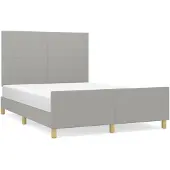 Syfax Cama sin colchón tela gris claro 140x190 cm
