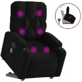 Syfax Sillón reclinable de masaje elevable tela negro