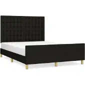 Syfax Cama sin colchón tela negro 140x200 cm