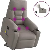 Syfax Sillón de masaje eléctrico reclinable elevable tela taupé