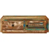 Syfax Mesa de centro de madera maciza reciclada 89x55x29 cm