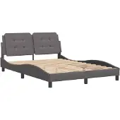 Syfax Estructura de cama sin colchón Zadar cuero sintético gris 140x190 cm