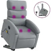 Syfax Sillón de masaje reclinable de pie de tela gris claro