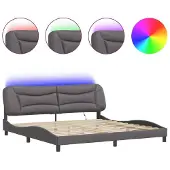 Syfax Estructura de cama con LED sin colchón Hvar gris 200x200 cm