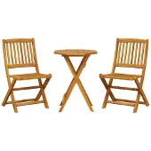 Syfax Muebles cafetería plegables 3 pzas madera maciza acacia