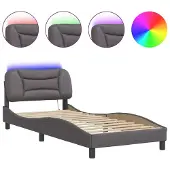 Syfax Estructura de cama con LED sin colchón Hvar gris 80x200 cm