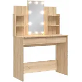 Syfax Tocador con luces LED roble Sonoma 96x40x142 cm