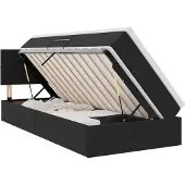 Syfax Cama de almacenamiento LED con colchón Negro 100 x 200 cm