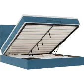 Syfax Cama otomana con colchones y luces LED azul oscuro 200x200 cm
