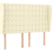 Syfax Cabecero con orejas de cuero sintético crema 147x23x118/128cm