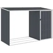 Syfax Cobertizo jardín leña antracita acero galvanizado 245x98x159cm
