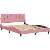 Syfax Estructura de cama sin colchón Hanko terciopelo rosa 120x200 cm
