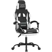 Syfax Silla gaming giratoria reposapiés cuero sintético negro blanco
