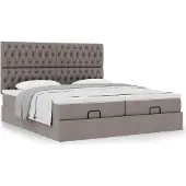 Syfax Estructura de cama otomana colchones tela gris pardo 180x200 cm