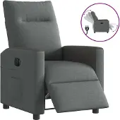 Syfax Sillón reclinable eléctrico de tela gris oscuro