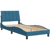 Syfax Estructura de cama sin colchón Hanko terciopelo azul 90x200 cm
