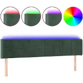 Syfax Cabecero con LED de terciopelo verde oscuro 163x16x78/88 cm
