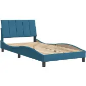 Syfax Estructura de cama sin colchón Hanko terciopelo azul 100x200 cm