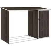 Syfax Cobertizo de jardín leña marrón acero galvanizado 245x98x159cm