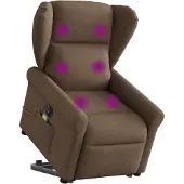Syfax Sillón de masaje eléctrico reclinable elevable tela marrón