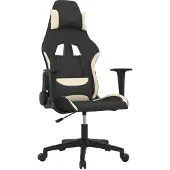 Syfax Silla gaming de masaje de tela negro y crema