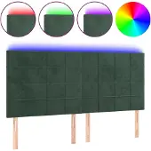 Syfax Cabecero con luces LED terciopelo verde oscuro 160x5x118/128 cm