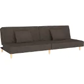 Syfax Sofá cama de 2 plazas con dos almohadas tela marrón