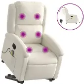 Syfax Sillón reclinable de masaje eléctrico elevable terciopelo crema