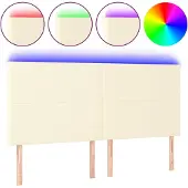Syfax Cabecero con luces LED cuero sintético crema 160x5x118/128 cm