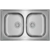 Teka Universe 80 T-XP 2C, lavabo encimera, rectangular, acero inoxidable, acero inoxidable, 2 cubetas, ovalado