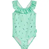 Playshoes Traje de baño 'Surfbrett Palme' navy / menta / naranja claro / blanco