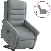 Syfax Sillón eléctrico reclinable elevable de tela gris claro