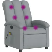 Syfax Sillón reclinable de masaje de tela gris claro