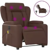 Syfax Sillón de masaje reclinable eléctrico cuero sintético marrón