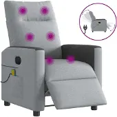 Syfax Sillón reclinable de masaje eléctrico tela gris claro