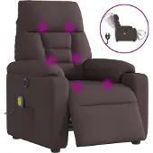 Syfax Sillón reclinable de masaje eléctrico tela marrón oscuro