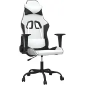 Syfax Silla gaming de masaje cuero sintético blanco y negro