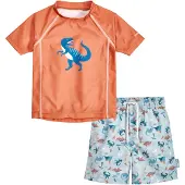 Playshoes Protección UV 'Dino' azul claro / azul oscuro / langosta / blanco