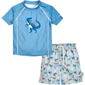 Playshoes Protección UV 'UDino' azul / navy / ópalo / naranja
