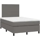Syfax Cama box spring con colchón cuero sintético gris 120x190 cm