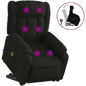 Syfax Sillón reclinable de masaje elevable tela negro