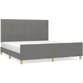 Syfax Cama sin colchón de tela gris oscuro 180x200 cm