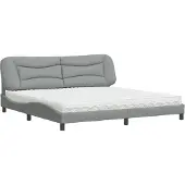 Syfax Cama con colchón Hvar tela gris claro 200x200 cm