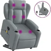 Syfax Sillón de masaje reclinable de pie de tela gris claro