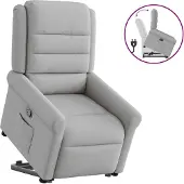 Syfax Sillón reclinable elevable de tela gris nube