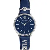 Versace Reloj analógico 'V Circle' azul oscuro / plata