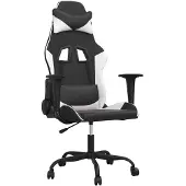 Syfax Silla gaming cuero sintético negro y blanco
